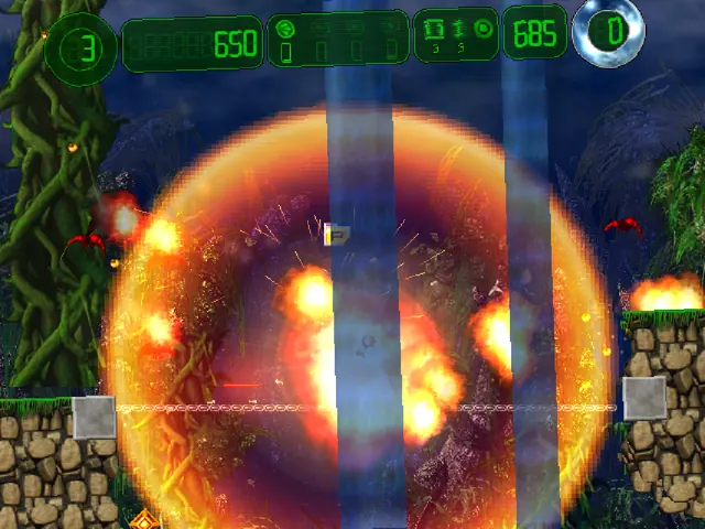 Hurrican huge explosion in front of the waterfalls
