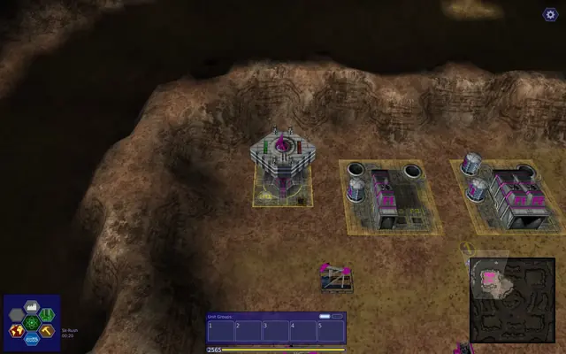 Warzone 2100 skirmish against the AI with headquarters, factories and an oil derrick