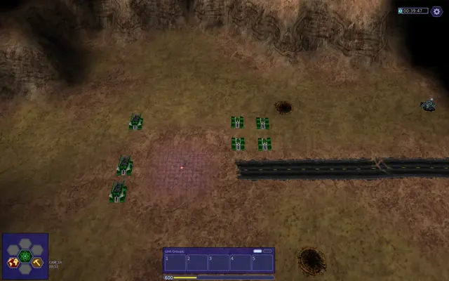 First campaign mission of Warzone 2100: the tanks of The Project arrive at the landing zone