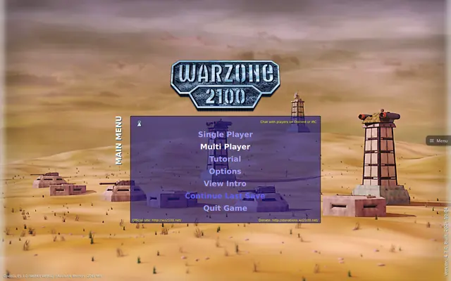 Warzone 2100 main menu