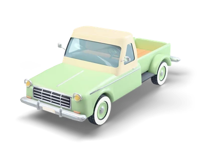Sage green 1950s pickup truck with a cream cab roof, round rear fenders, a wooden bed floor and whitewall tyres