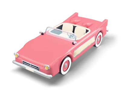 Open cherry red 1950s roadster with cream seats, two headrest humps behind the seats, cream side coves and whitewall tyres