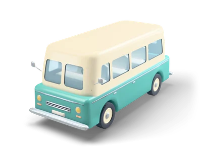 Two-tone teal and cream 1960s microbus with a split windshield, four side windows, round headlights and chrome bumpers