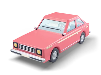 Angular cherry red 1970s hatchback with a sloping tailgate, round headlights in square bezels and wide chrome bumpers