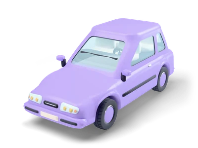 Lavender 1990s three door compact car with a tall rounded cabin, body colour wheel covers and grey trim