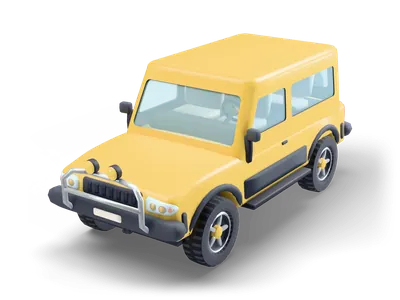 Mustard yellow 1990s off-roader with a chrome bull bar, dark cladding and a spare wheel on the back