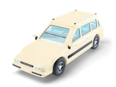Cream 1990s station wagon with chrome roof rails, grey side cladding and tall coral tail lights