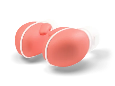Pair of coral boxing gloves with white cuffs and wrist straps lying side by side