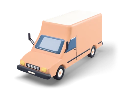 Apricot high-roof delivery van with white roof, dark bumpers, tall side mirrors and rear barn doors