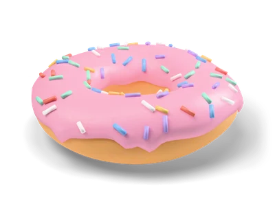 Ring donut with pink drippy icing and colorful sprinkles