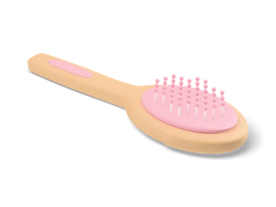 Wooden paddle hairbrush with a pink cushion and white pins with pink tips