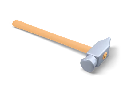 Blacksmith hammer with rounded iron head and cross peen on a light wooden handle