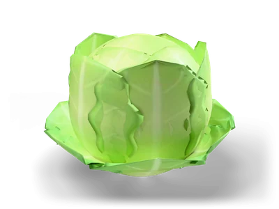 Stylized round head of lettuce with a pale heart and an open rosette of wavy green leaves