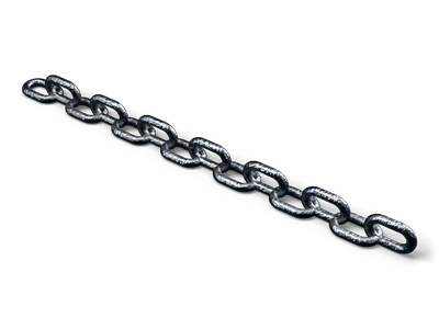 Tramo recto de cadena de acero oscuro con eslabones ovalados entrelazados
