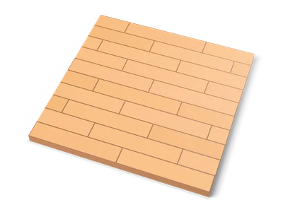 Square floor tile of honey coloured wooden planks with staggered joints, seen from above at an angle
