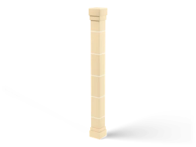 Tall square sandstone pillar with horizontal joints, a base plate and a head plate