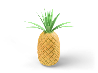 Stylized golden pineapple with diamond pattern scales and a crown of green leaves