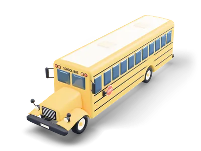 Autobús escolar amarillo de capó largo con techo blanco, molduras negras, rótulo SCHOOL BUS y brazo rojo de STOP