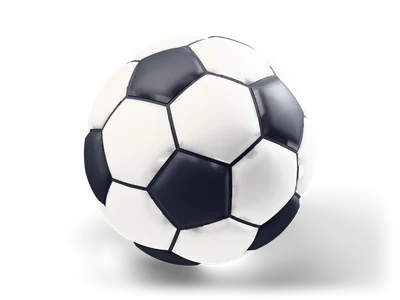 Black and white soccer ball with domed pentagon and hexagon panels and dark seams