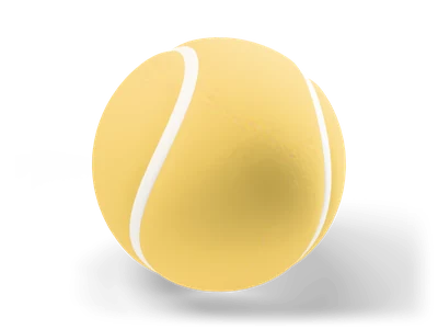Yellow felt tennis ball with a curved white seam